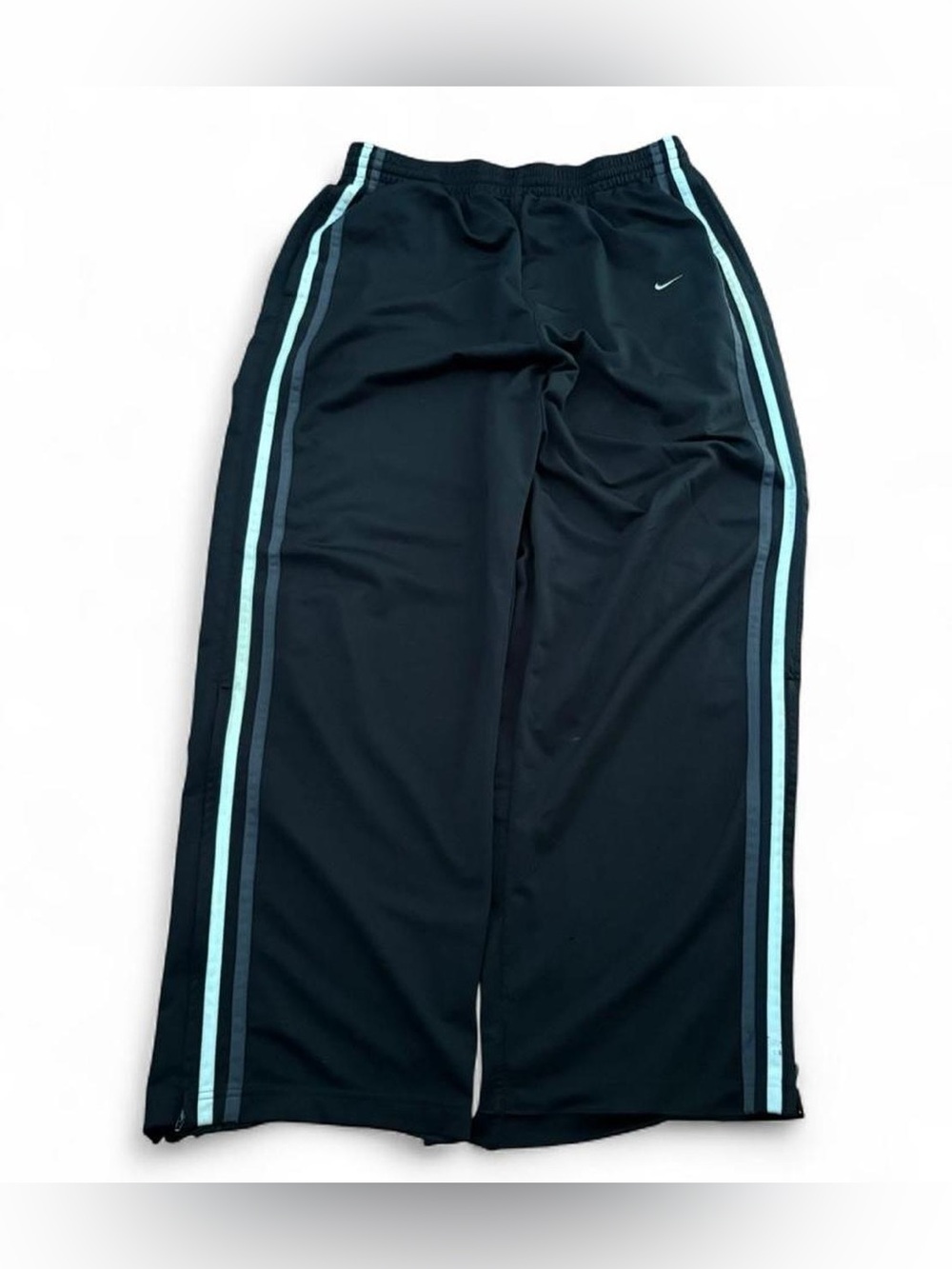 Vintage Y2K Nike Track Pants Size 2XL Baggy Black Embroidered Swoosh Striped USA